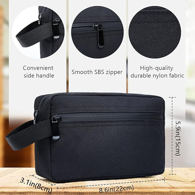 Travel Toiletry Bag for Women and Men, Water-resistant Shaving Bag for Toiletries Accessories, Foldable Storage Bags with Divider and Handle for Cosmetics Toiletries Brushes Tools