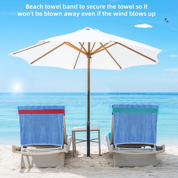 Beach Towel Bands (4 Pack), Beach Chair, Pool Chairs & Cruise Ship Essentials, The Better Towel Chair Clips Towel Holder Beach Towel Clips(4 Mix)