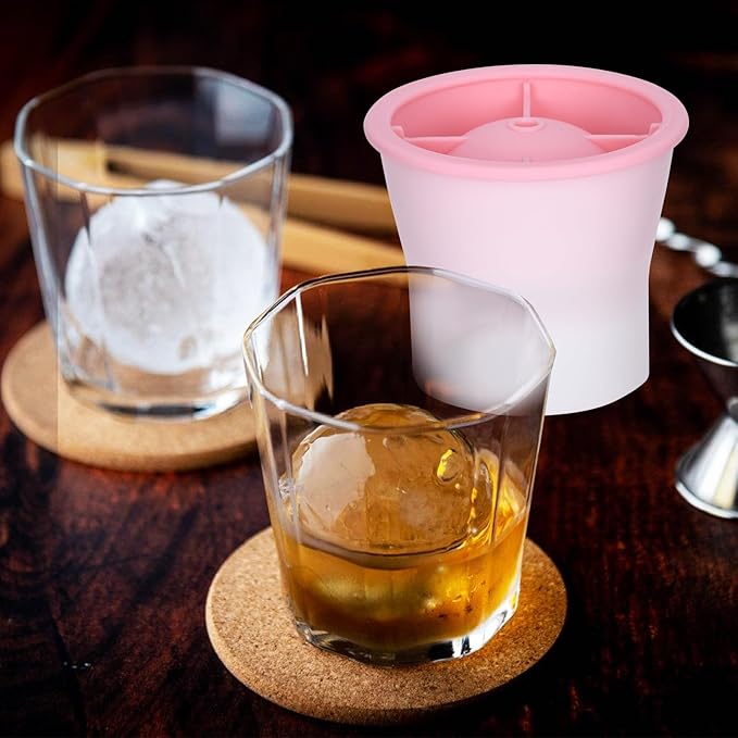 (Upgrade) Ice Molds 6 PCS, Silicone Sphere Ice Mold Maker, Stackable Easy Release Circle Ice Cube Mold with Lids, Spherical Ice Makers with Lids for Whiskey, Cocktails, Bourbon, and Drinks