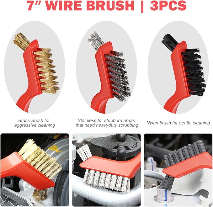 DNA Motoring 25pcs Car Detailing Brush Set, Car Detailing Kit, Interior Kit with Drill Brush Set, Windshield Cleaning Tool, Professional Car Care kit for Interior & Exterior, Wheel, TOOLS-00278-A