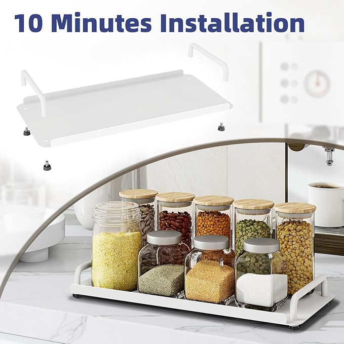 2 Pack Bathroom Vanity Tray, Toilet Tank Tray with Handle, Bathroom Trays for Counter, Toilet Tank, Kitchen (White)