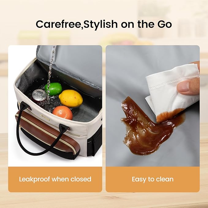 LOVEVOOK Insulated Lunch Bag Women,Wide Opening Adult Lunch Box Women with Cup Holder,Large Leakproof Cooler Bag for Work Picnic Beach Family College Mom Teacher,Lunch Box/Bag for Kids Girl Boy School