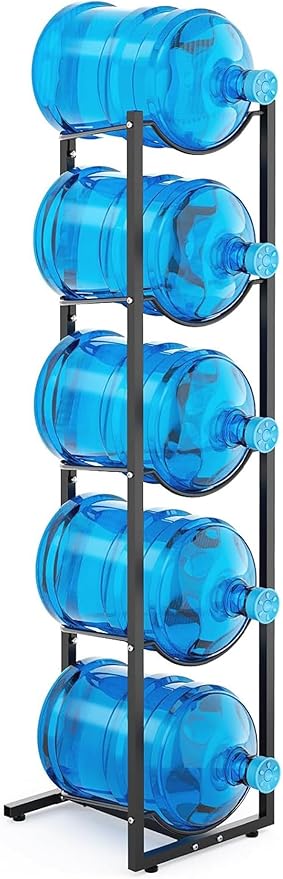 MYLOLF 5 Gallon Water Jug Stand Holder: 5 Tier Blue Steel Rack, 14.5 x 53 x 14 Inches, Holds Up to 5 Jugs, 22 Pounds Each, Space-Saving Design, Indoor Use, Office, Kitchen, Gym, Living Room