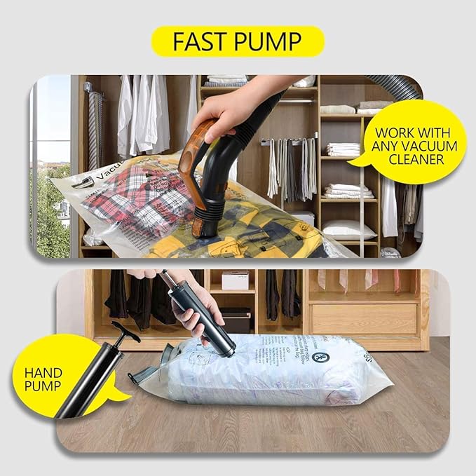 Vacuum Storage Bags (5 x Medium, 5 x Small), Space Saver Sealer Compression Bags with Travel Hand Pump for Blankets, Comforters, Pillows, Clothes Storage