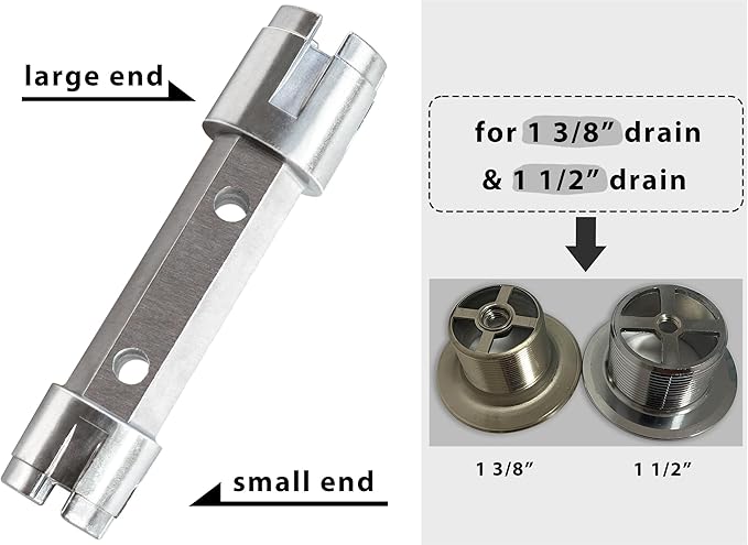 Tub Drain Remover Wrench Removal Tool Dual Ended Dumbell for Bath Drains Heavy Duty Aluminum