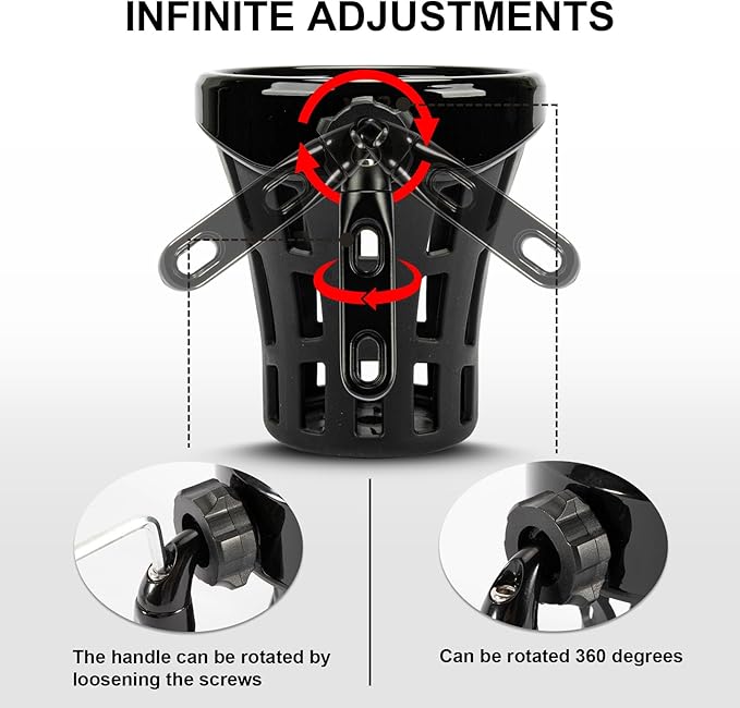 PSLER Motorcycle Drink Cup Holder Handlebar Mount Universal for Dyna Fat Bob Touring Road Glide Street Electra Glide Softail 1996-up Goldwing GL1800 2018-up (Black, 105mm)