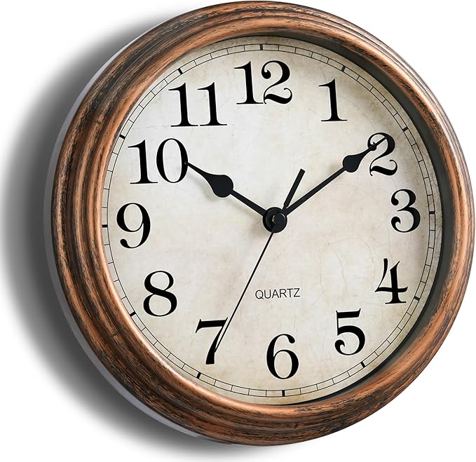 HYLANDA Wall Clock, Vintage Battery Operated, Retro Silent Non Ticking Decorative Clocks for Home Kitchen School Living Room