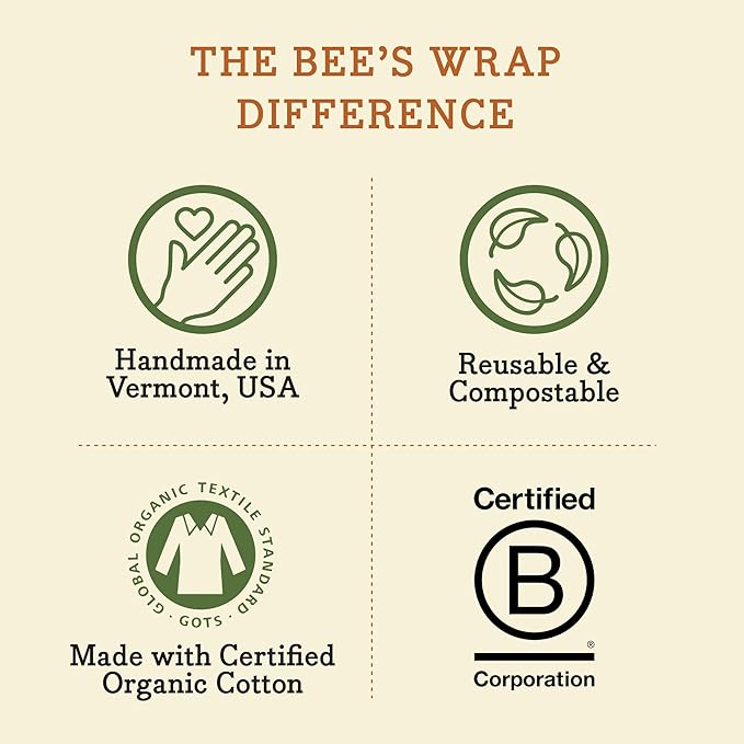 Bee's Wrap Vegan Beeswax Wraps for Food - Made in USA Reusable & Organic Food Wraps, Sandwich Wrap & Bowl Covers - Eco Alternative to Aluminum Foil & Plastic Wrap, Vegan Herb Garden 3 Pack (S, M, L)