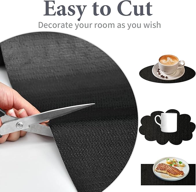 Shelf Liners for Kitchen Cabinets 17in x 20FT, Non Adhesive Drawer Liner Pure Black Thickened Shelf Liner Non-Slip Easy to Clean for Tool Box Refrigerator with Knife and Tape Measure