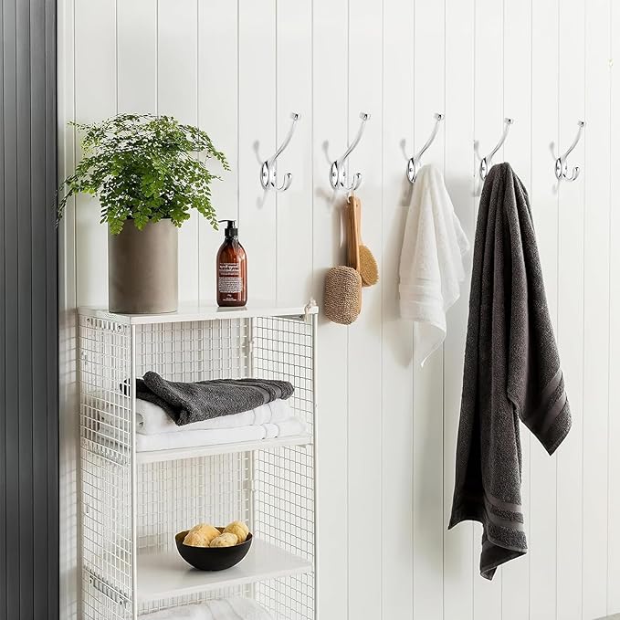 khtumeware The 5 Pack Heavy-Duty zinc Alloy Polished Chrome Coat Hook is Suitable for bathrooms, Behind Doors, bedrooms, corridors, and is a Towel Robe Hooks for Both Household and Commercial use