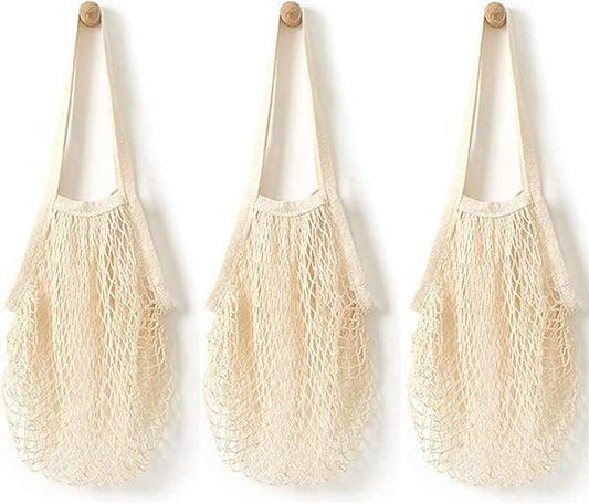 YOYI YOYI Reusable Produce Bags Cotton Mesh Grocery Bags, Washable Portable Vegetable Bag, 100% Cotton Mesh String Organizer Shopping Bag Handle Net Tote