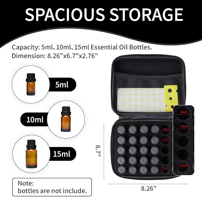 Essential Oil Storage Holder Organizer Carrying Case, 30 Bottles, Essential Oils Box for 5ml-15ml Bottle Travel Storage Organizer Bag with Labels & Bottle Opener for doTERRA & Young Living