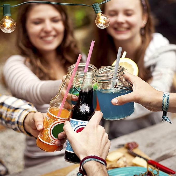 10 Sets Silicone Straws with Case, Reusable Straws Silicone Foldable, Portable Drinking Straw Set for Party Travel Cold or Hot Straw with Carry Case, Cleaning Brush(Light Color)