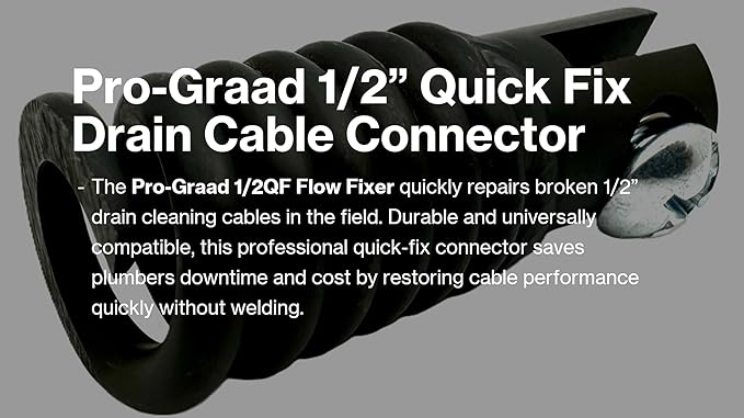 1/2QF Flow Fixer | 1/2” Drain Cable Repair End | Quick Fix Female Slotted Connector for Broken Drain Cleaning Machine Cables | Fits All 1/2” O.D. Drain Cables