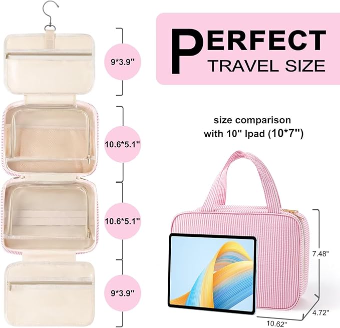 TOPEAST Christmas Gifts for Women Teen Girls Kids - Travel Hanging Toiletry Bag & Makeup Bag, Personalized Initial Toiletry Pouch, Birthday Gifts for Women Teen Girls, Cruise Essentials, Purple A