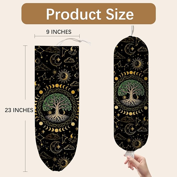 Plastic Bag Holder Dispenser, Tree Plastic Grocery Bag Organizer & Wall Mount Paper Trash Bag Saver Storage for Kitchen Home Pantry Decor, Tree Shopping Bags Storage Dispenser