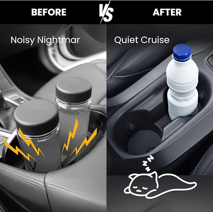 Cup Holder Insert for Toyota Highlander (2014-2020) – Enhanced Noise-Reducing Design with Silicone Coaster & Position Limiters