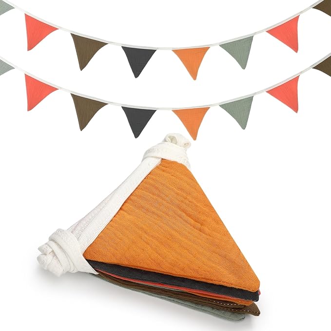 Oudain 2 Pcs Pennant Banner Flags Nursery Garland Triangle Bunting Flags Playroom Wall Decor Banner for Nursery Baby Shower Birthday Boho Wedding Party Event, Each 7.75 ft(Rustic Color)