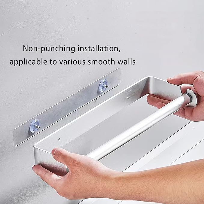 Aheucndg Paper Towel Holder for Kitchen, Wall Mount Paper Towel Holder, for Kitchen or Bathroom Self-Adhesive or Drill Mounting Paper Roll Holder Under Cabinet (Silvery 2Pack)