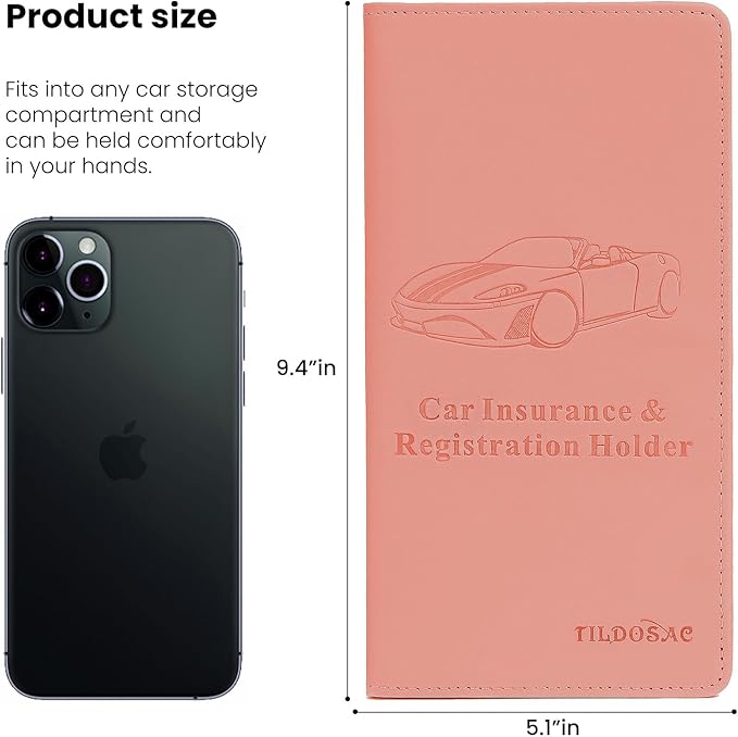 TILDOSAC Car Registration & Insurance Card Holder Leather Auto Glove Box Organizer Document Wallet with Magnetic Shut