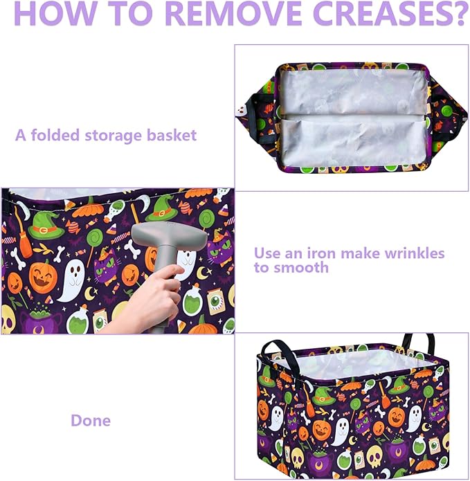 KUNRO Pumpkin Pattern Storage Basket Gift Shelf Basket Storage Bin, Nursery Basket Organizer Box for With Handles for Room Deco