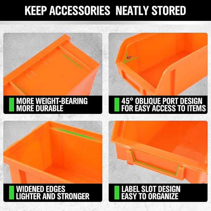 SWANLAKE GARDEN TOOLS 30-Bin Wall-Mounted Storage Bins, Heavy-Duty Garage Tool Organizer for Screws, Nuts, Bolts, Nails, Small Hardware Parts - Easy Installation and Customizable
