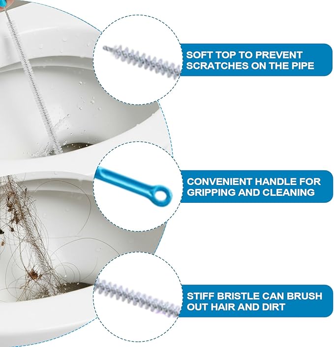 11 Pcs Crevice Brushes for Cleaning Crevice Cleaning Brush Set, 6 Pack Drain Hair Remover Set for Corner Sink Cup Teapot Bottle Blender, Clogged Pipes and Tubes