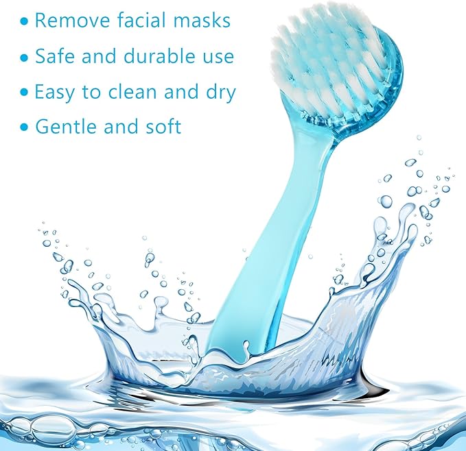 3 Pcs Facial Cleansing Brush, Manual Face Brushes for Cleansing and Exfoliating, Face Scrubber to Massage, Deep Pore Exfoliation, Makeup Remove and Skin Care with Soft Bristles, Clear Blue
