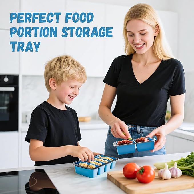 GORCI Silicone Freezer Tray With Lid, 2 Large 4 Cup Large Soup Freezer Molds Container for Meal Prepping, Ice Cube Tray, Perfect for Storing Leftovers, Sauces, Lasagna, 2-Pack