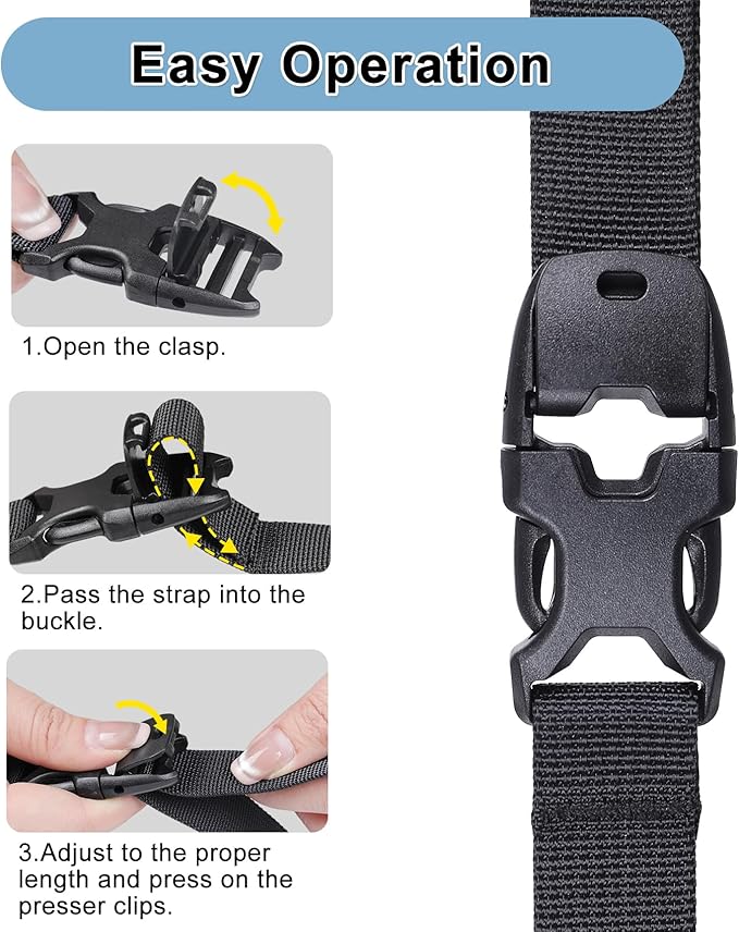 Vigorport Utility Straps Quick Release Nylon Backpack Accessory Bag Strap,Adjustable for Hiking,Travel,Outdoor Sports-4 Pack (Black, 0.75''W-12''L)