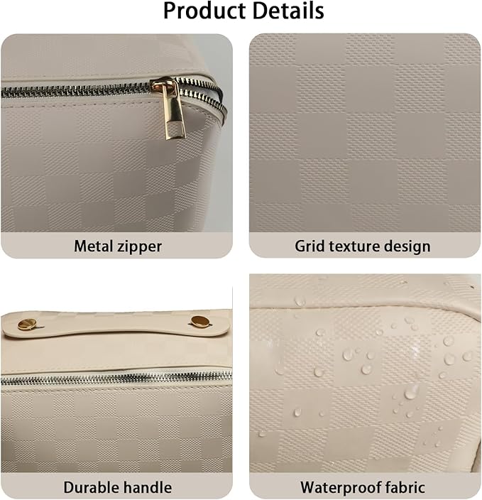 Travel Makeup Bag,Large Capacity Cosmetic Bags for Women,Waterproof Portable Pouch Open Flat Toiletry Bag Pattern Makeup Bag