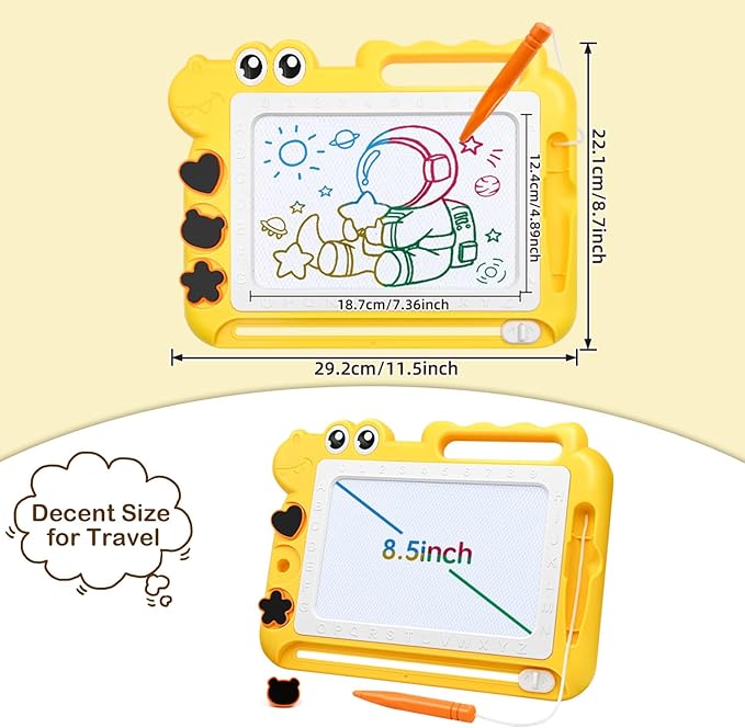 AiTuiTui Magnetic Drawing Board Toddler Toys Gift for Girls Boys, Color Sketch Writing Scribble Doodle Pad Travel Games, Educational Learning Kids Toys for Toddlers Birthday (Yellow)