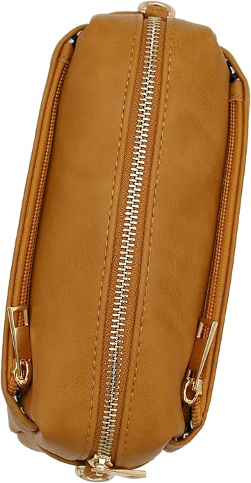 FashionPuzzle Triple Zip Small Crossbody Bag