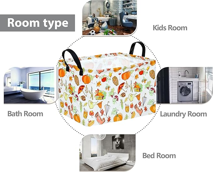 Rec Thanksgiving Box Hamper Storage Basket Collapsible Organizer Bin Gift Shelf Baskets for Home and Kitchen Storage