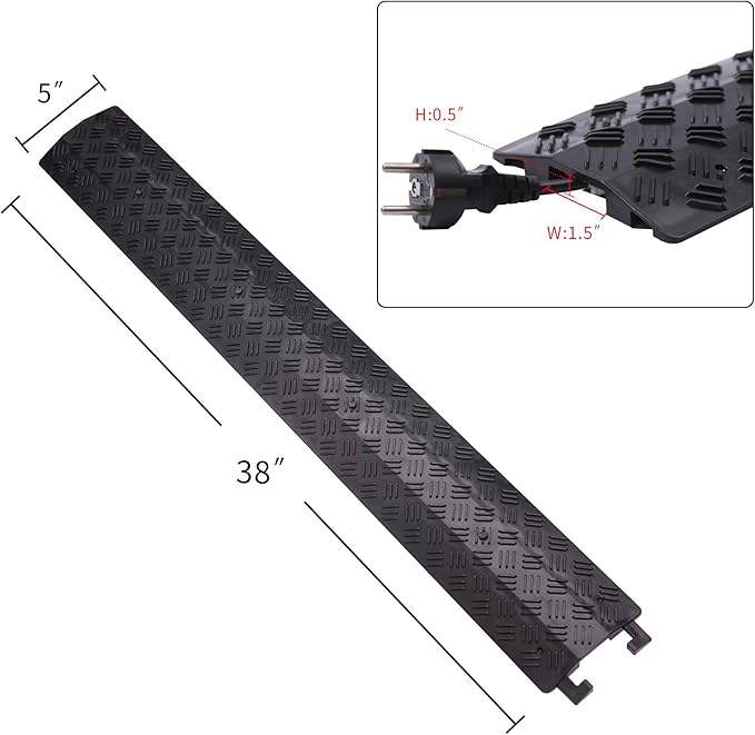 Small 3 Pack - Floor Cord Cover Cord Protector Drop Over Drop Trak Cable Ramp for Office Warehouse - Black