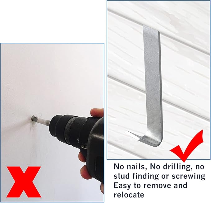 10 Pack Aluminum Alloy Hook Without Require Drilling, Hooks for Fiber Cement Board Siding(Installation Tool Included)