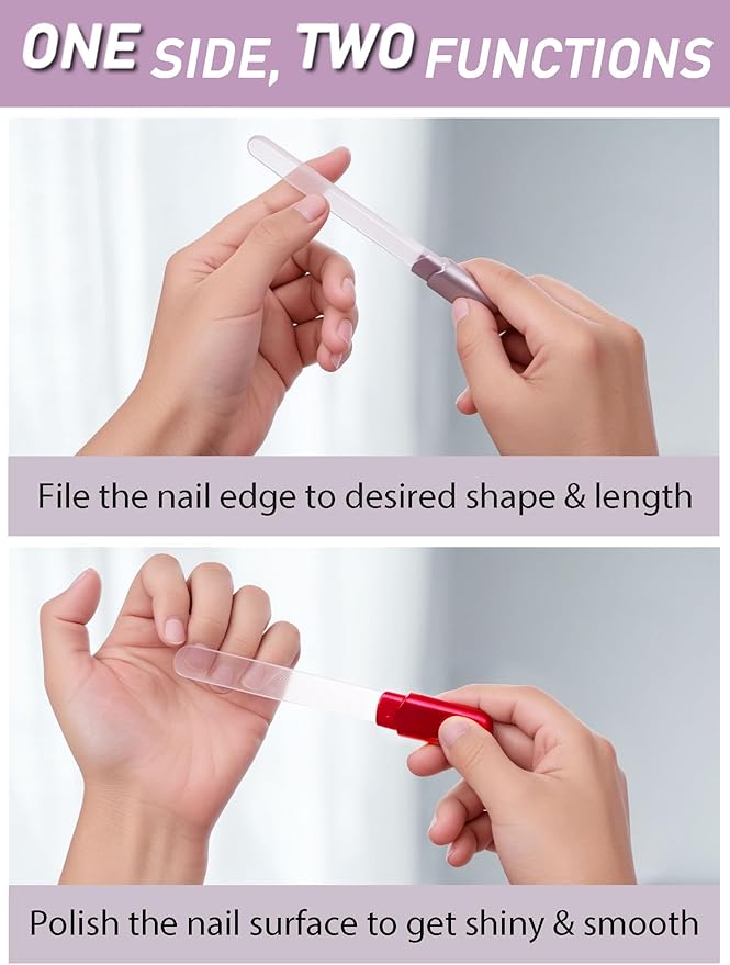 2 Packs Glass Nail Buffers with Case for Natural Nails, Glass Nail Files Shaping Nano Nail Shiners Crystal Polisher Manicure Tools Shine for Home Salon Use Stocking Stuffers for Women Christmas Gift