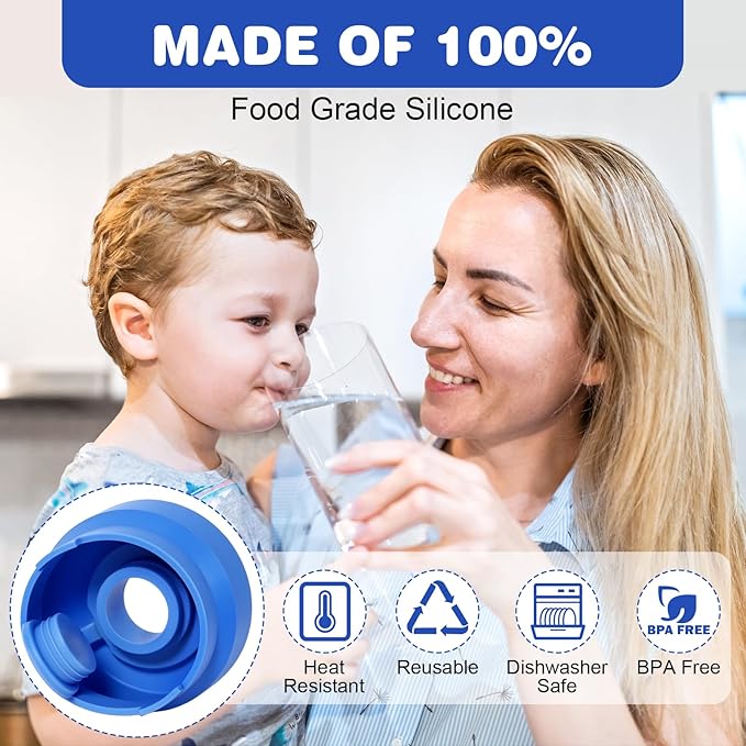 5 Gallon Water Jug Cap,Silicone Reusable Replacement Cap, Non Spill Bottle Caps for 55mm Bottle Water Dispenser Caps