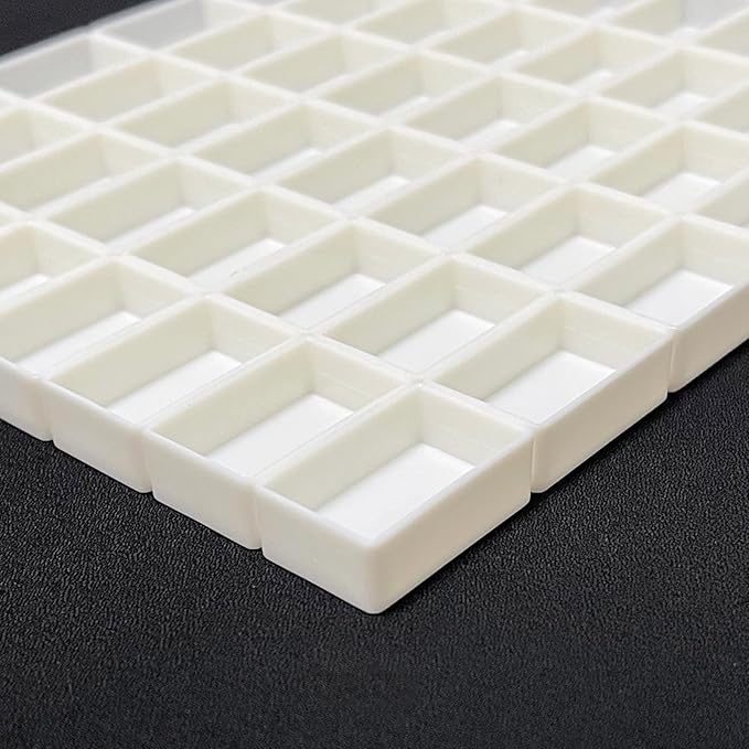 48Pcs Empty Watercolor Paint Pans – Full Pans, 3ml White Plastic Pans for Metal Watercolor Tins, Perfect for DIY Custom Palette, Repacking Solid & Homemade Watercolors