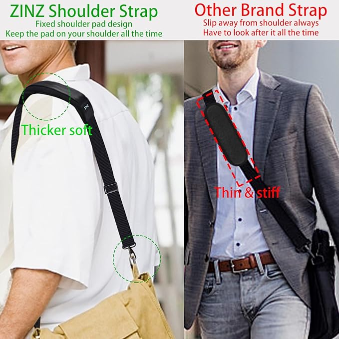 ZINZ Shoulder Strap 58" Ultra-Thick Fixed Padded and Adjustable Buckles Crossbody Strap for Briefcase Laptop Bag Luggage