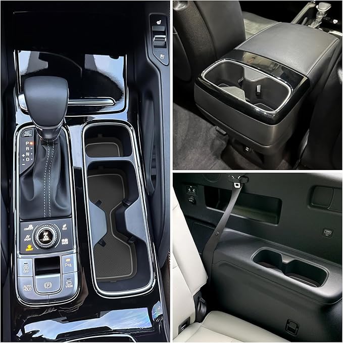 Cup Holder Coaster for Kia Telluride Accessories 2020 2021 2022 2023 2024 2025 Silicone Cup Holder Insert Mat Non-Slip Center Console Pad Car Interior Accessories Decoration (Gray Trim,6-pcs kit)