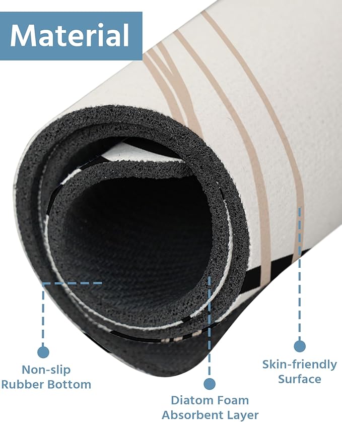 Patterned Sink Faucet Mat Kitchen Splash Guard Super Absorbent Drying Mat, Non-Slip Drain Pad for Kitchen Counter or Bathroom-15x5.5in