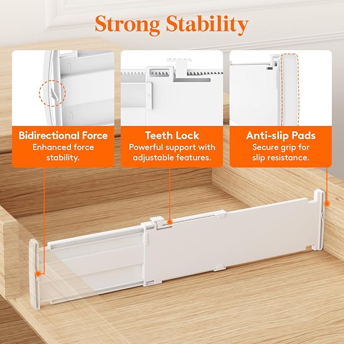 Lifewit 4" High 9 Pack Drawer Dividers, 13.8-22.5" Drawer Divider for Clothes, Adjustable Dresser Drawer Organizers, Plastic Drawers Separators for Clothes, Bedroom, Bathroom, Kitchen, Office