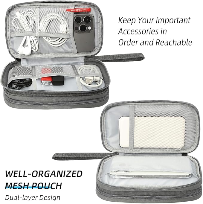 Travel Cord Organizer Electronics Organizer Travel Case, Travel Cable Organizer Bag Waterproof Portable Accessories Case for Cable, Charger, Phone, Power Bank, Earphone (Dark Gray, Large)