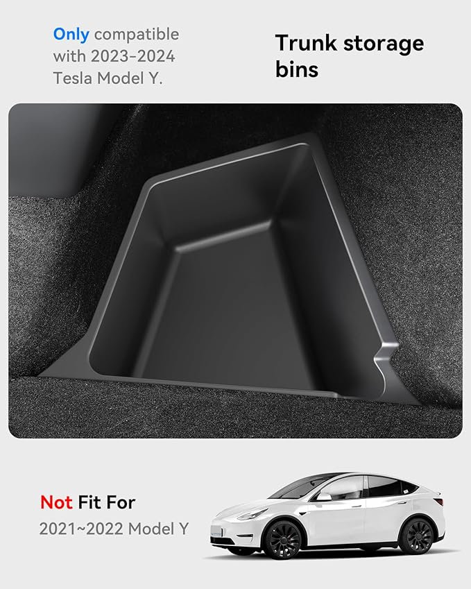 VIHIMAI for Tesla Model Y Trunk Storage Bins 5-Seater 2022-2025, Rear Trunk Organizer TPE Waterproof Trunk Storage Bins Side Box with Lids for Tesla Model y Accessories