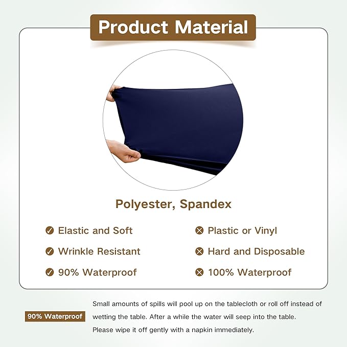 Small Round Fitted Table Cover Cocktail Table Topper Cap Elastic Tablecloth Stretch Spandex Tables Cloth for Bar Pub Party Navy 30 Inch