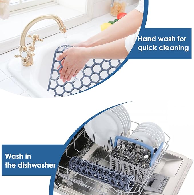 Silicone Sink Protector for Kitchen Sink - 16.65''x12.2'' Kitchen Grid Accessory, Non-slip Heat Resistant Grid Dry Mat for Bottom of Porcelain Stainless Steel, Dishwasher Safe