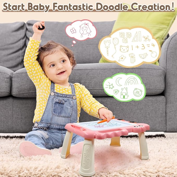 AiTuiTui Magnetic Drawing Board Toddler Toys with Legs for Girls Boys, Color Sketch Writing Scribble Doodle Pad Travel Games, Educational Learning Kids Toys Gift for Birthday or Christmas (Pink)