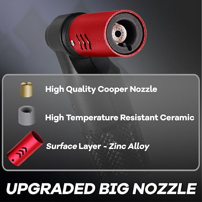 Luxgaze Butane Torch Kitchen Torch Lighter Refillable Big Jet Flame Mini Blow Torch Portable Crème Brulee Torch for Camping Grill Culinary Soldering Cooking Welding BBQ(Gas not Included) Red