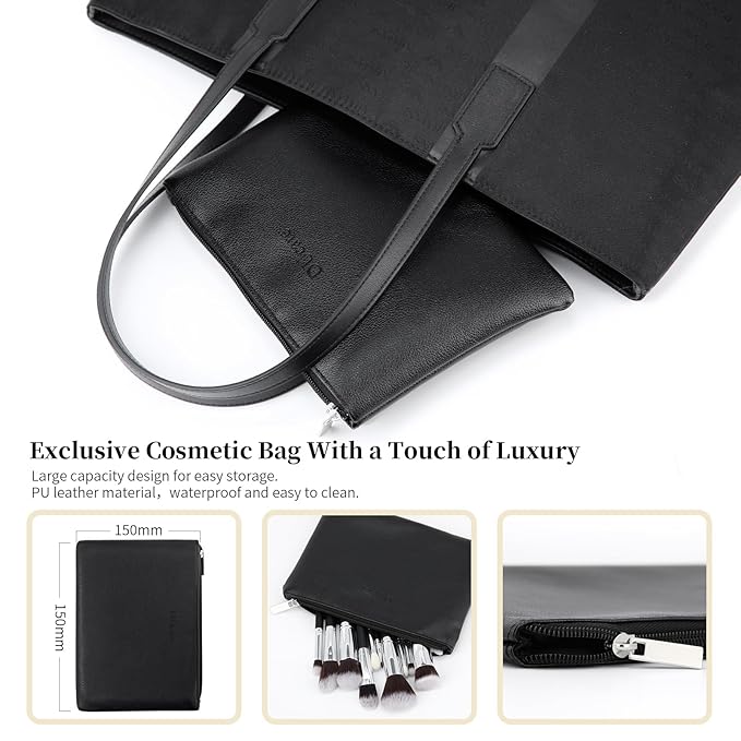 DUcare Makeup Brushes with Bag,15Pcs Christmas Makeup Brush Set Travel Kabuki Foundation Blending Blush Eyeliner Shadow Brow Concealer Brushes Kit